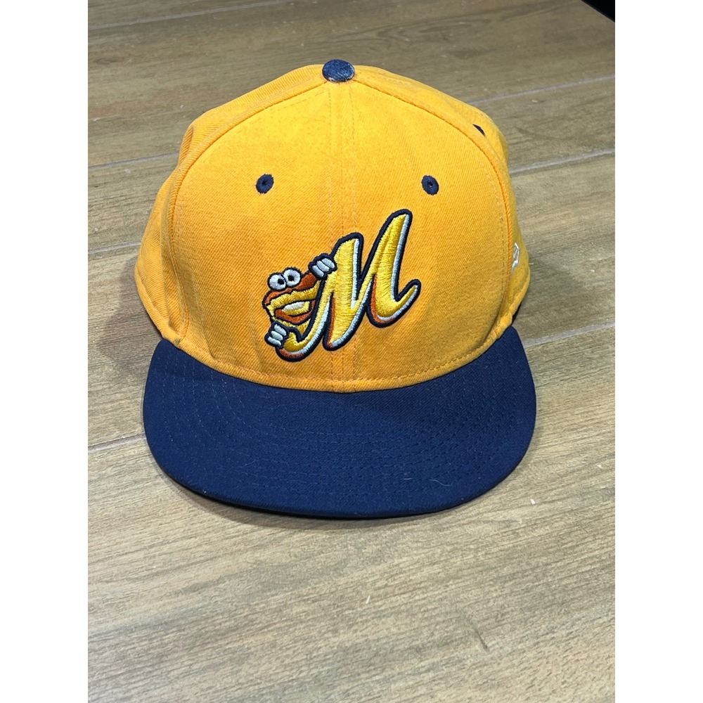 New Era 59FIFTY Montgomery Biscuits MiLB Fitted‎ Hat Yellow Navy Size 7 3/4